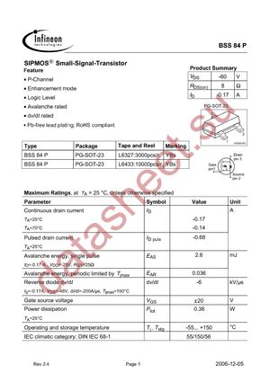 BSS84P-E6327 datasheet  